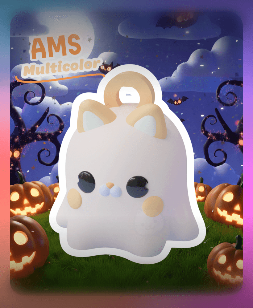 Little Ghost Keychain: Cat (Multicolor) 3d model