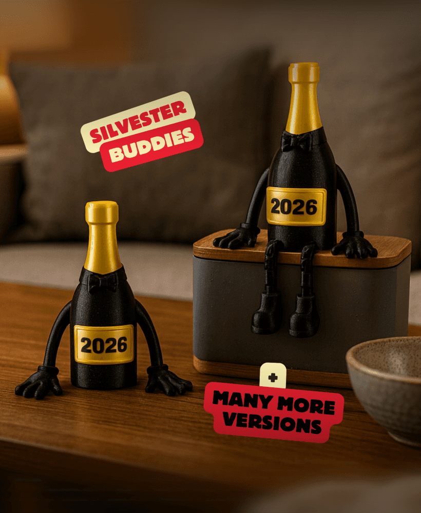 SILVESTER BUDDY / SPARKLING WINE BOTTLE ARTICULATED / SILVESTER DECOR / SILVESTER GIFT 3d model