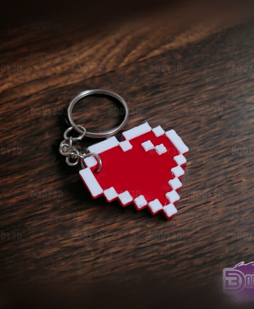 8-Bit Heart Keychain 3d model