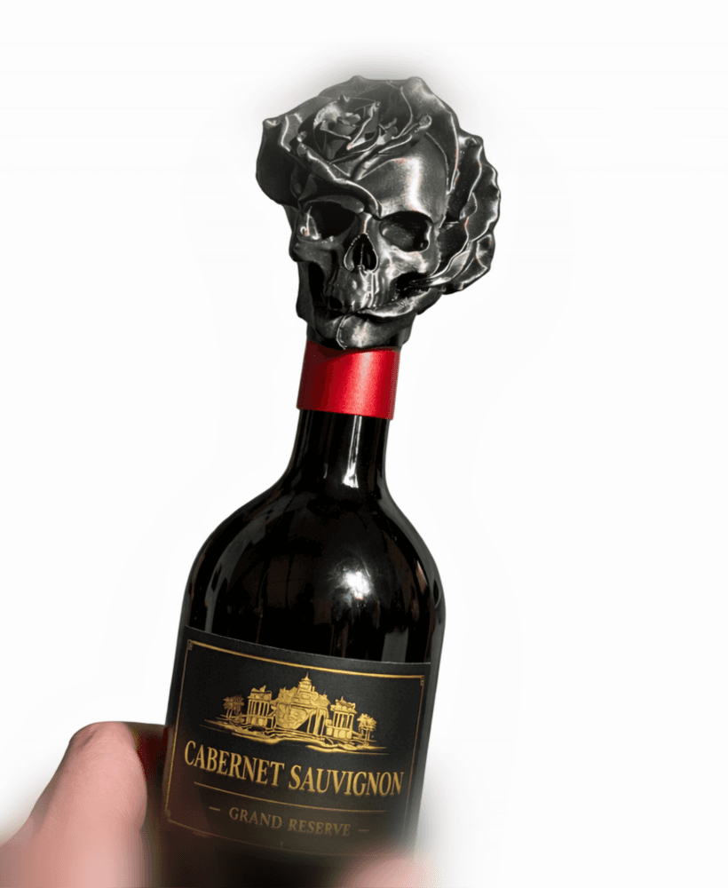 SKELETON HEAD ROSE - WINE BOTTLE LID / THE PERFECT WINE BOTTLE GIFT UPGRADE / PRESENT / GOTHIC 3d model