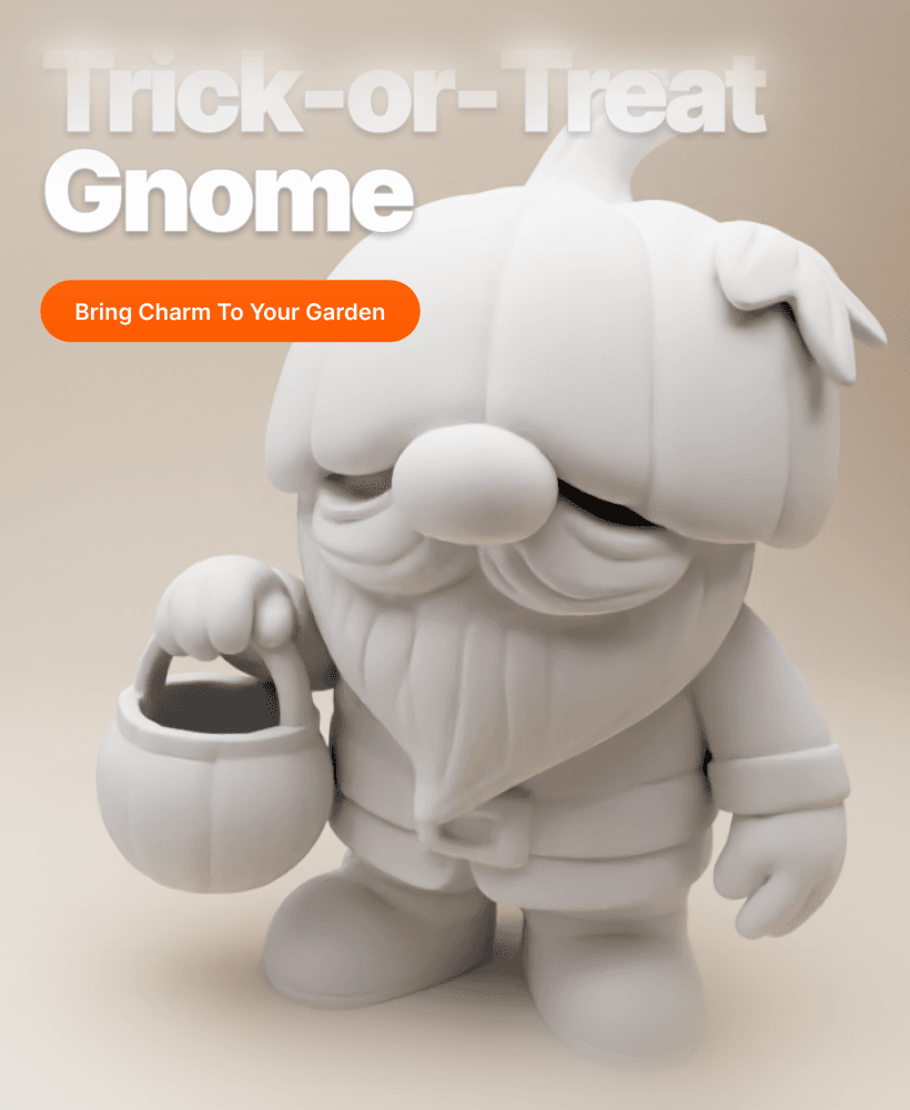 Trick-or-Treat Pumpkin Gnome – Halloween 3D Printable Figurine with Candy Basket 3d model