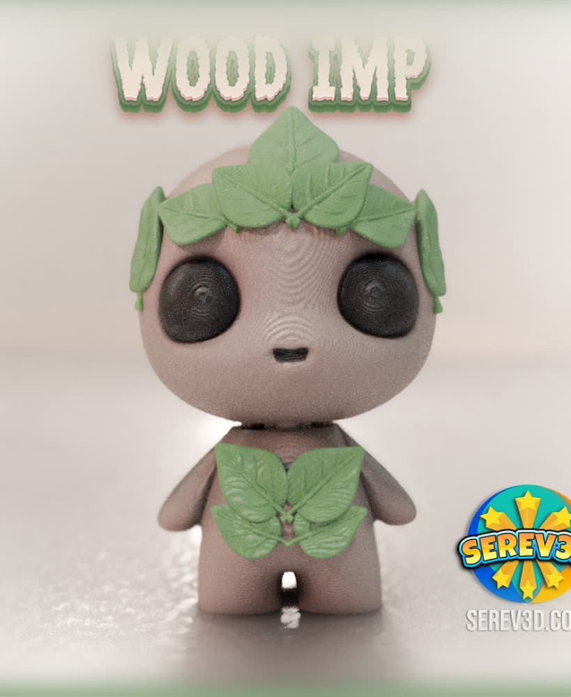 Wood Imp - Flexi Keychain & Bag Charm, No Supports 3D Print STL/3MF 3d model