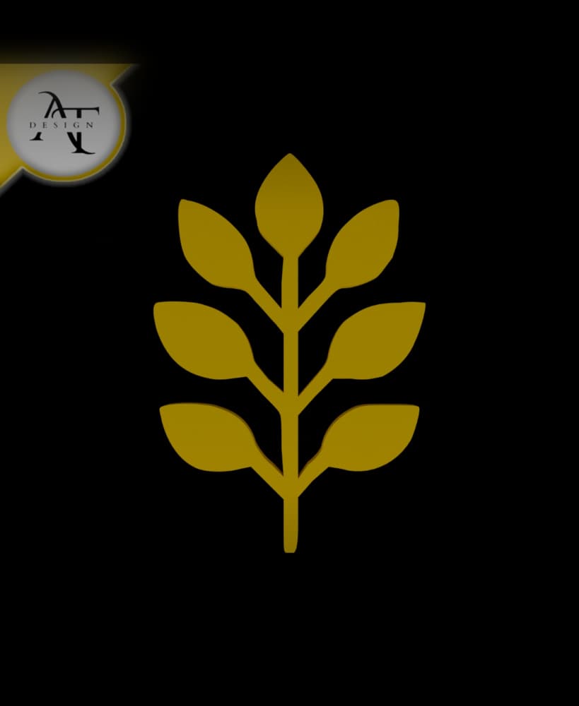 Simple Leaf Symbol - 2D Art 3d model
