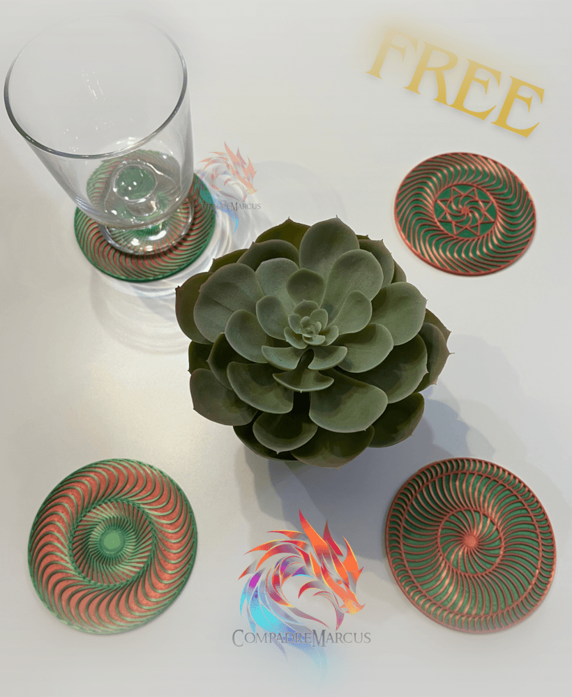 Parametric coaster set of 4 / no supports / 3mf included 3d model