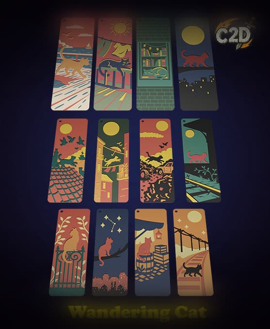 Wandering Cat BookMarks 3d model