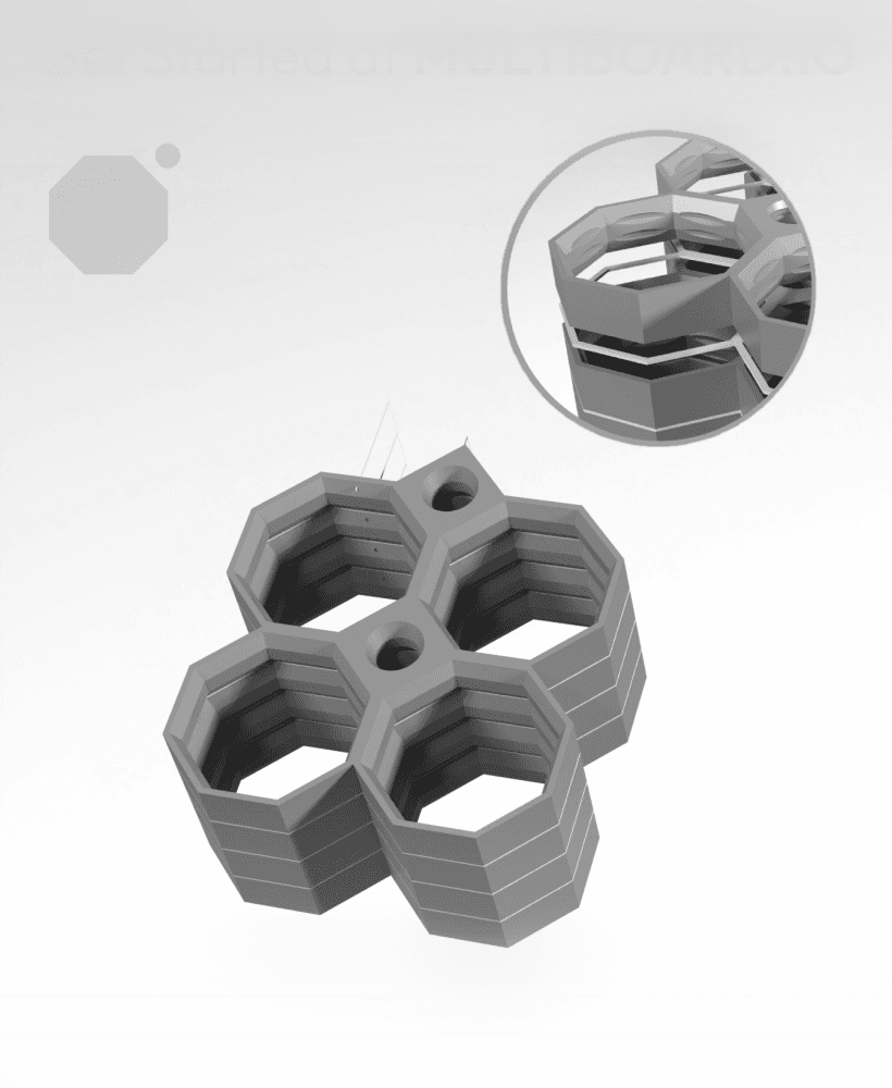 2x2 Multiboard Side Legacy Tile - x4 Multi-Material Stack 3d model