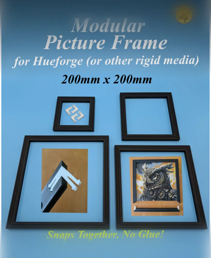 200 x 200mm Modular Picture Frame for Hueforge - TWIN SLOT 3d model