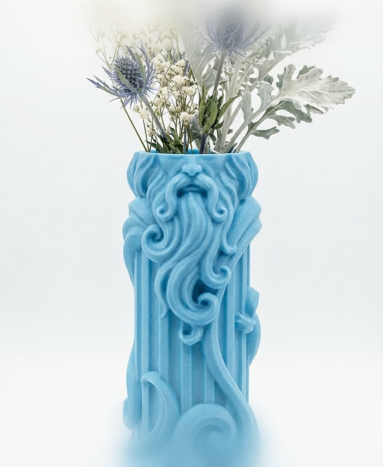 Zeus Greek God Bust Vase - Mythological Pillar Planter & Sculpture 3d model