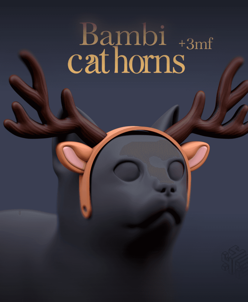 Bambi Deer Antler Headband – 3D Printable Christmas Accessory for Cats & Dogs 3d model