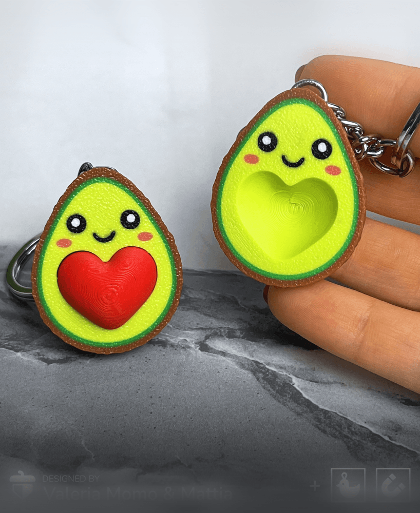 Avocado Couple Keychain, Romantic San Valentine Gift, Heart 3d model