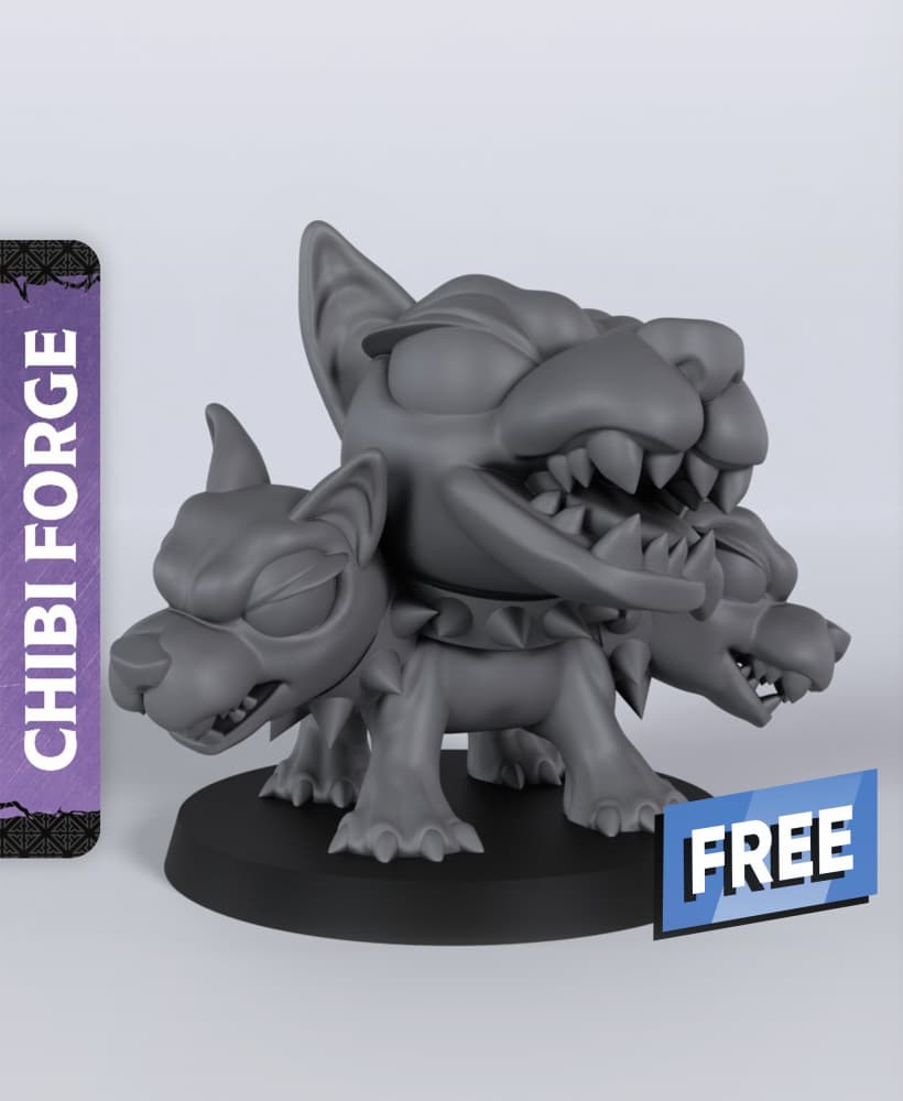 Cerberus Chibi - With Free Dragon - 5e DnD Inspired for RPG and Wargamers 3d model