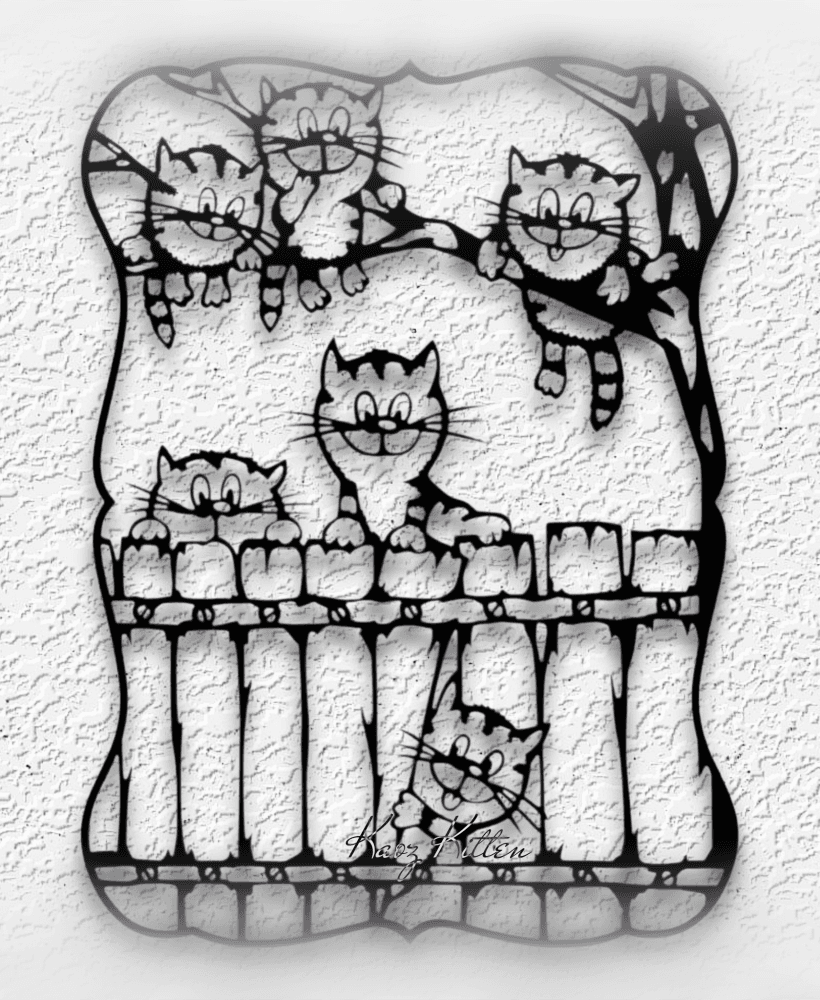 fence full of kittens wall art kitty cat home decor 3d model