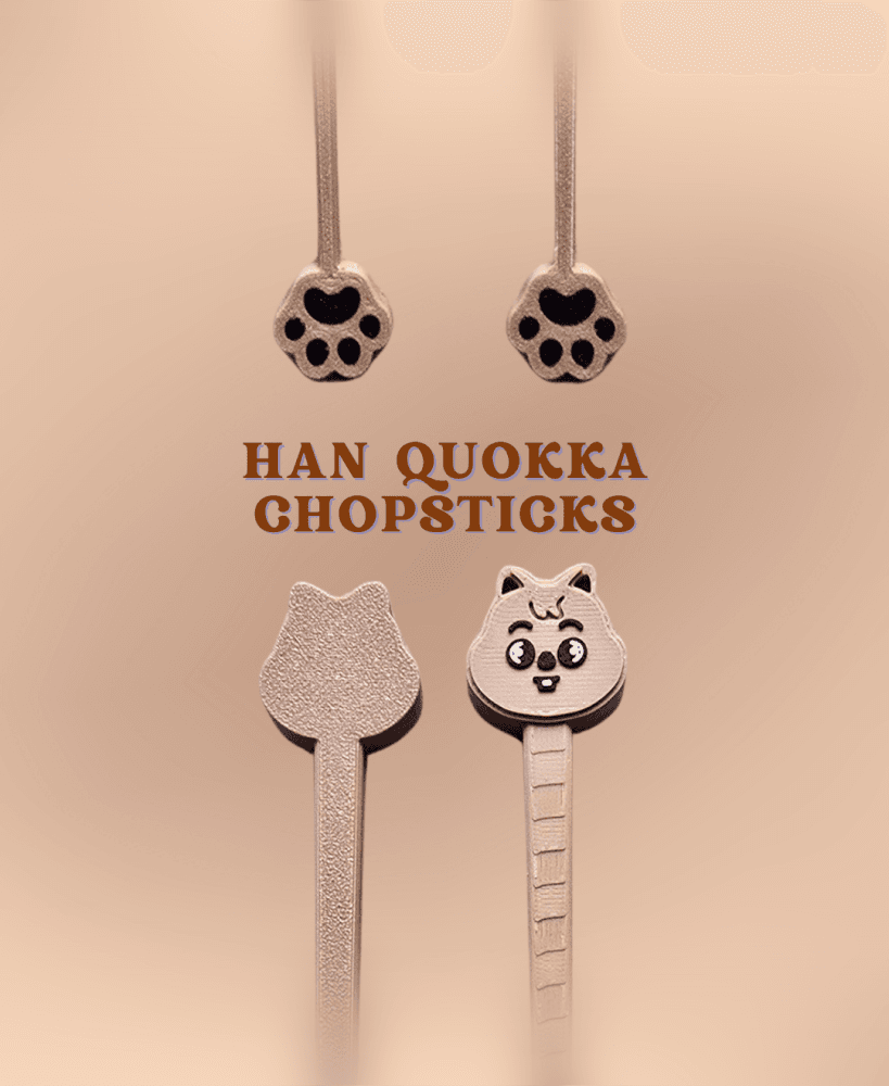 Han Quokka SKZOO Inspired Chopsticks - AMS 3MF 3D Print File 3d model