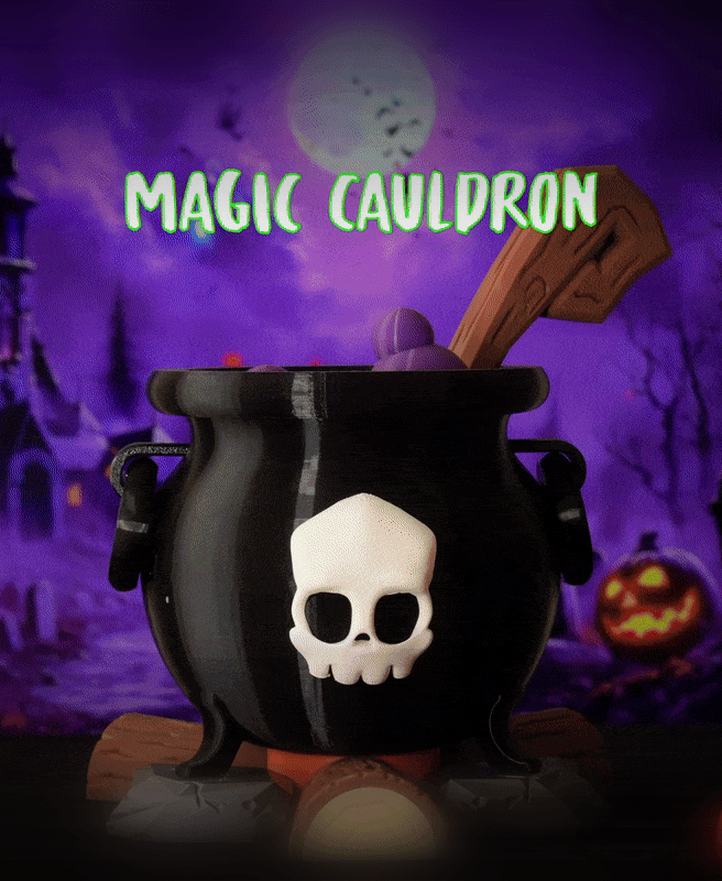 Caldero Mágico 3D con luz – Decoración de Halloween, dulcero y lámpara LED 3d model