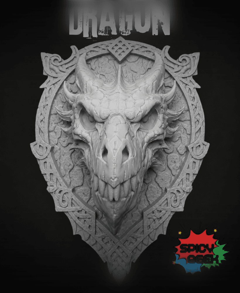 Dragon Skull Plaque 3d model