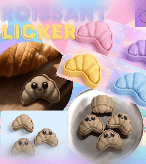 Happy Little Croissant Clicker Fidget and Keychain 3d model