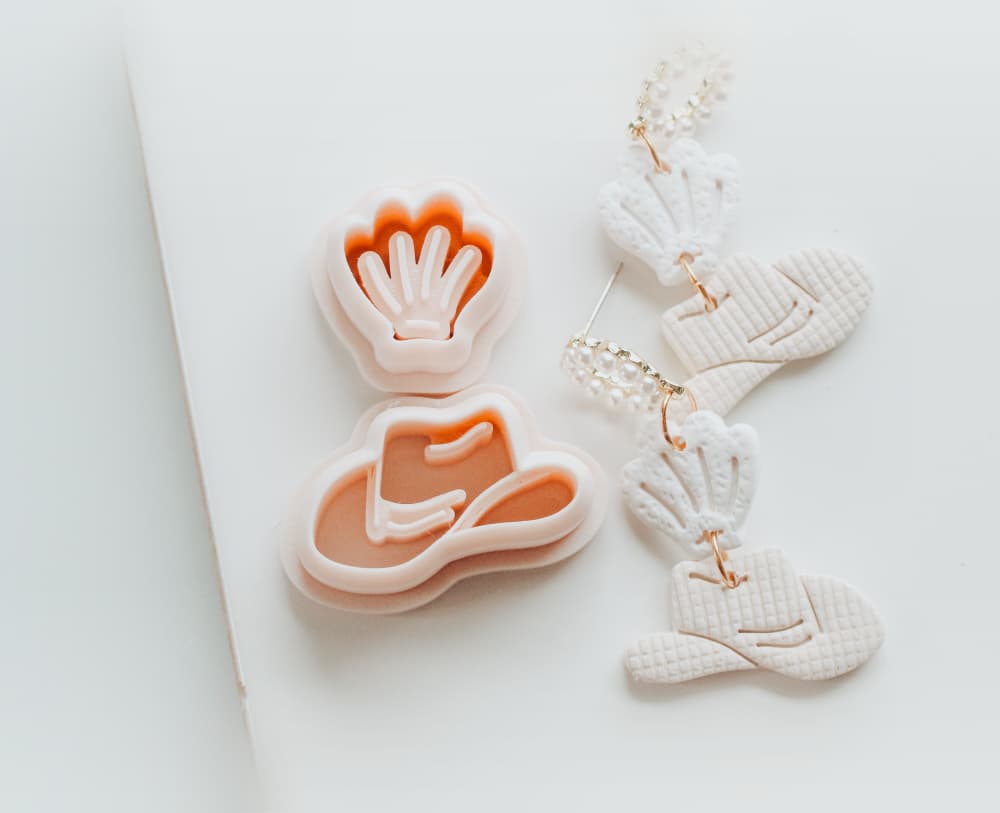 4 Coastal Cowgirl Basic Clay Cutters - Shell, Starfish, Boot, & Hat 3d model