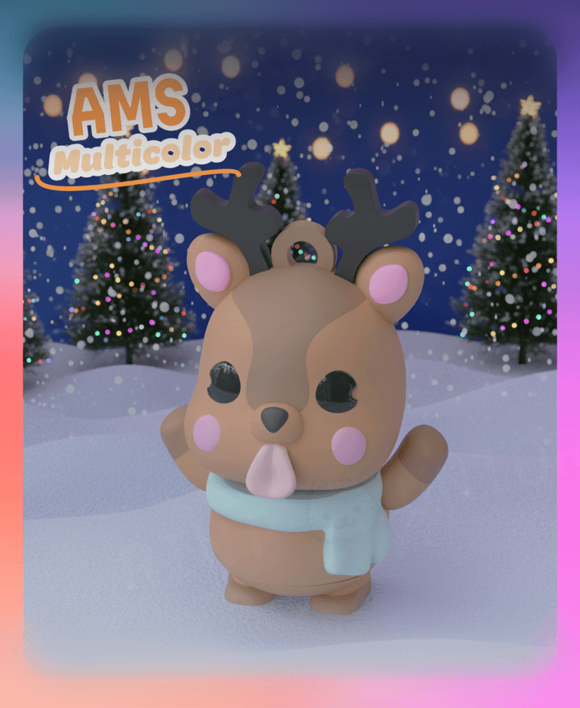 Flexi Reindeer Keychain A (Multicolor) 3d model
