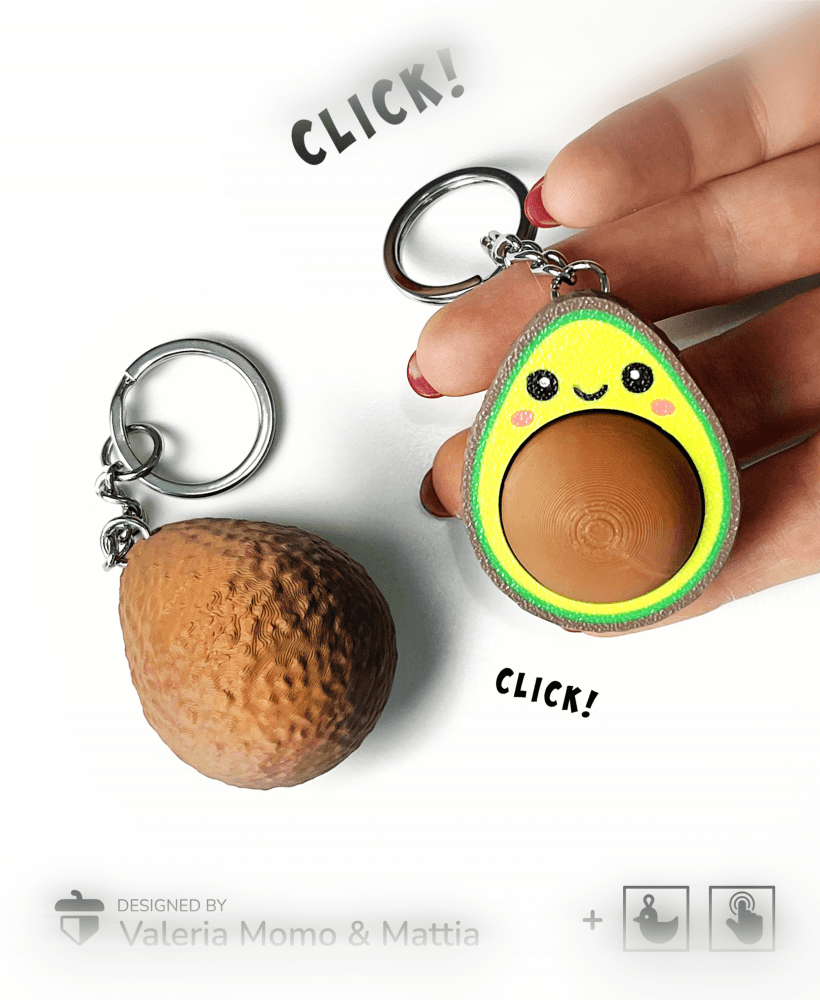 Clicky Avocado Keychain, Clicker Toy 3d model