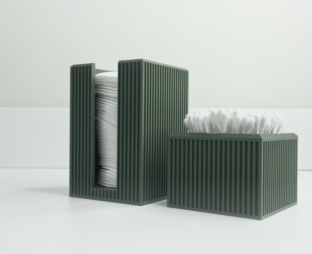 Set Organizer da Bagno a Coste Verticali – Porta Dischetti e Bastoncini Cotone 3d model