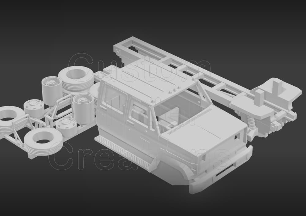 GMC Chevrolet C 6000 4 Door with Chassis Kit 1/87 Scale 3d model