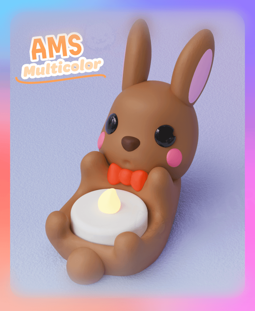 Bunny LED Tea Lights Flameless Candles Holder (Multicolor) 3d model