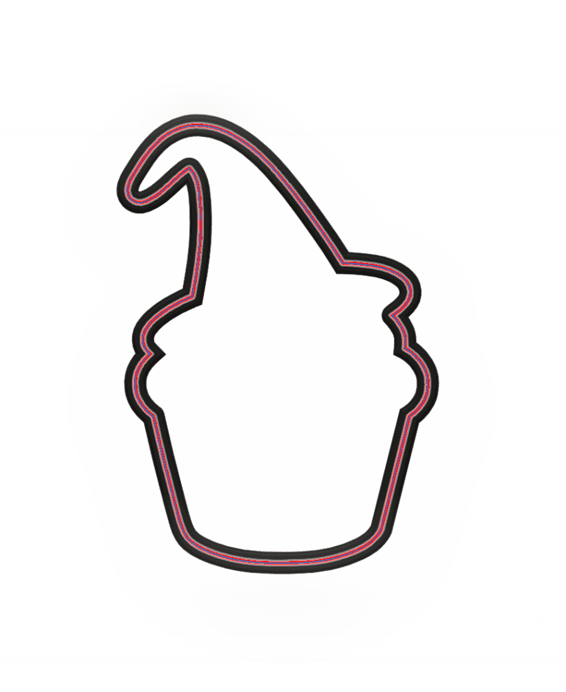 Cupcake with Witch Hat Cookie Cutter STL File - 4 inches 3d model