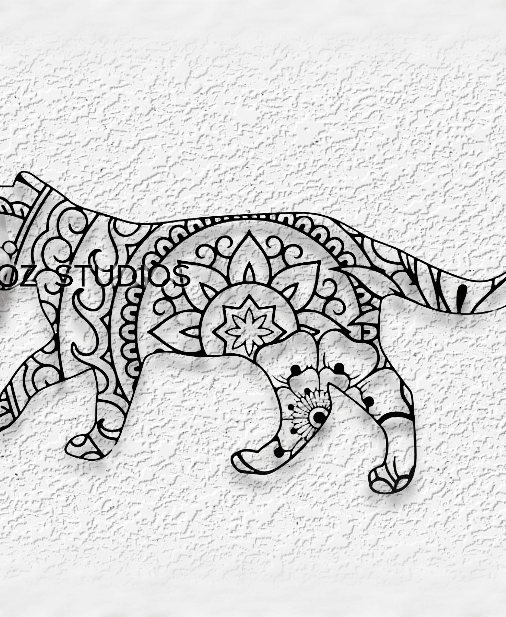 mandala cat wall art kitty wall decor kitten decoration 3d model