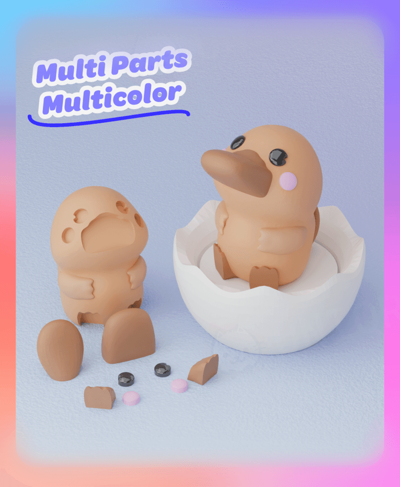 Platypus Clicker & Keychain (Multicolor & Separated Parts) 3d model