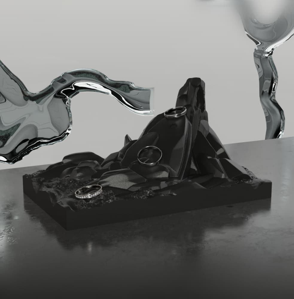 Eclipse Ring Mountain – Sculptural Ring Holder 3d model