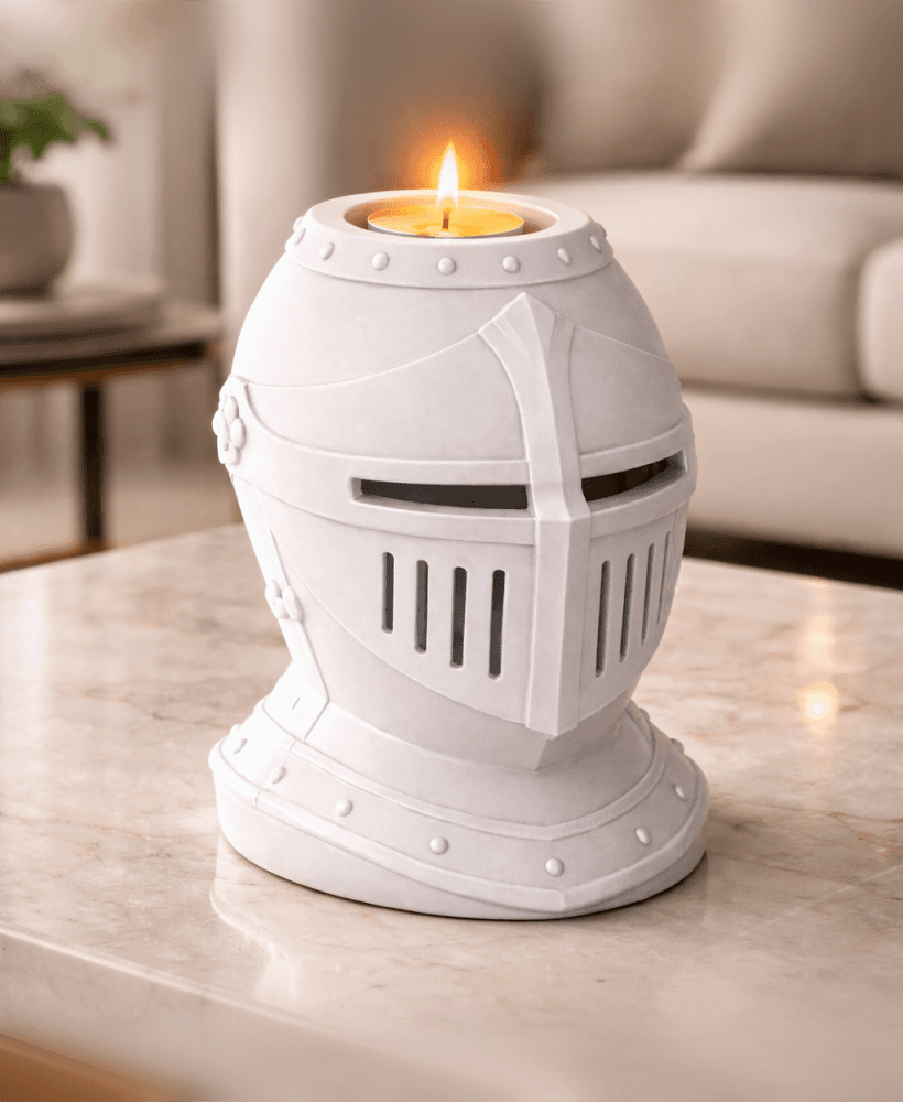 Free Knight Helmet Tealight Holder STL – Medieval Candle Holder 3D Print 3d model