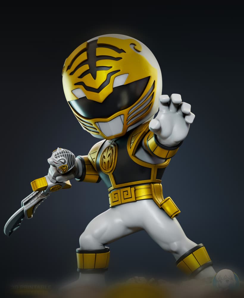 White Ranger Power Ranger Mighty Morph Chibi - Premium Collectible 3d model