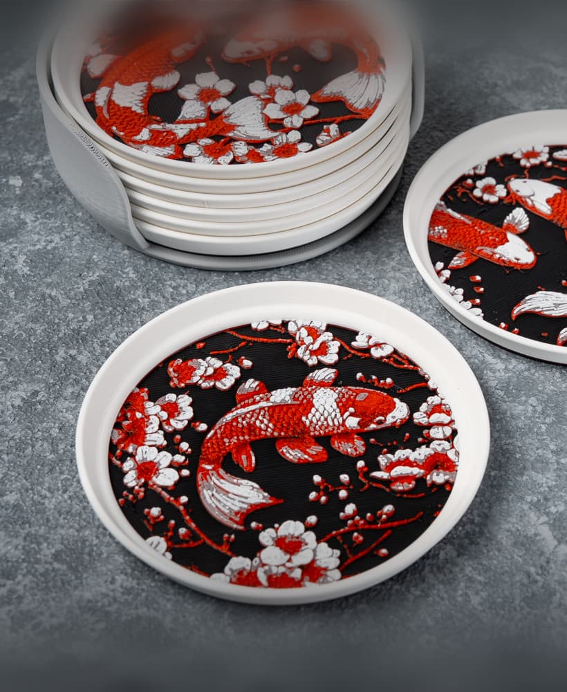 Sakura Koi Stackable Coasters 3d model