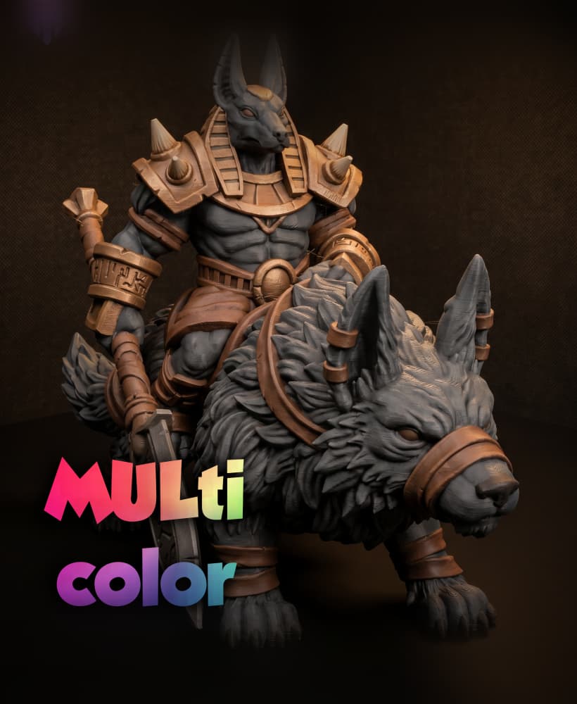 Anubis Wolf Rider 3MF | Egyptian Multi-Color | Epic Diorama 3d model