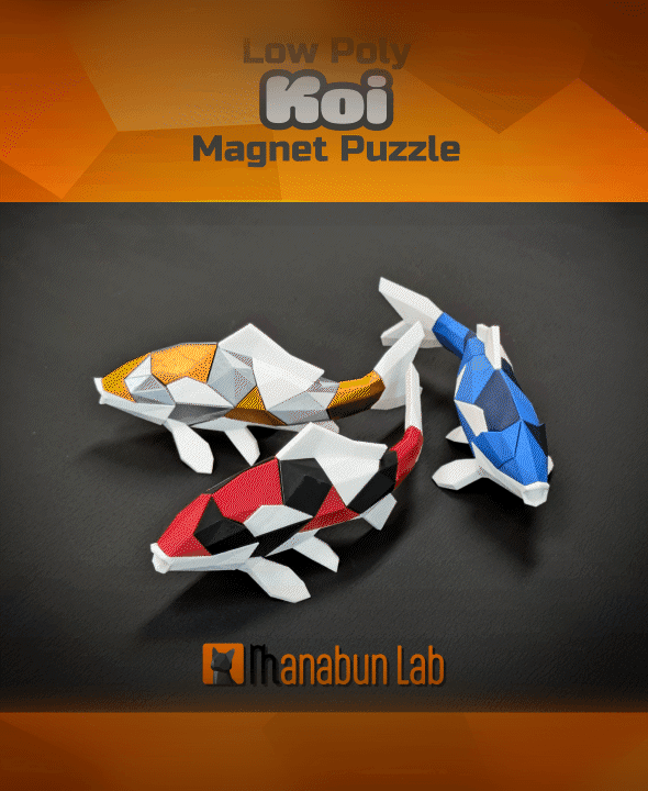 Low Poly Koi Magnet Puzzle (No supports, no AMS) 3d model