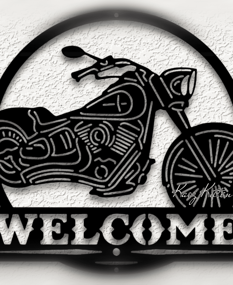 harley davidson welcome sign wall art HD motorcycle home decor 3d model