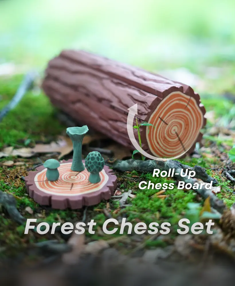 Forest Chess Set - Log and Mushroom Chess Board - Checkers 3d model