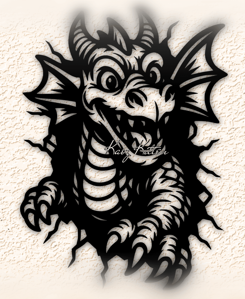 cute fantasy dragon wall art home decor 3d model
