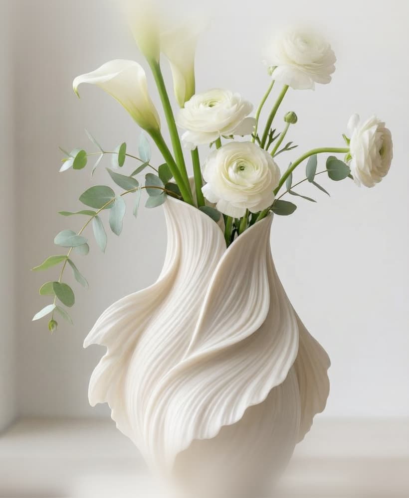 Biomorphic Flowing Sculptural Vase - Organic Wavy Modern Home Decor 3d model