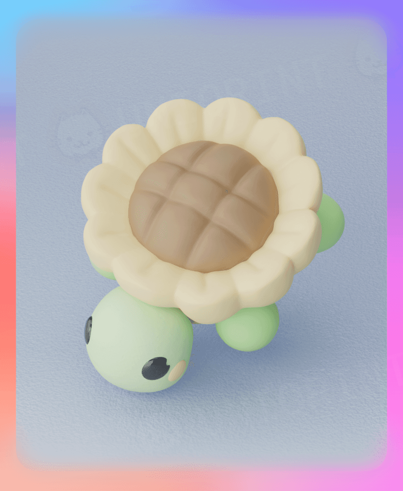 Flexi Turtle Keychain: Sunflower (Single Color) 3d model