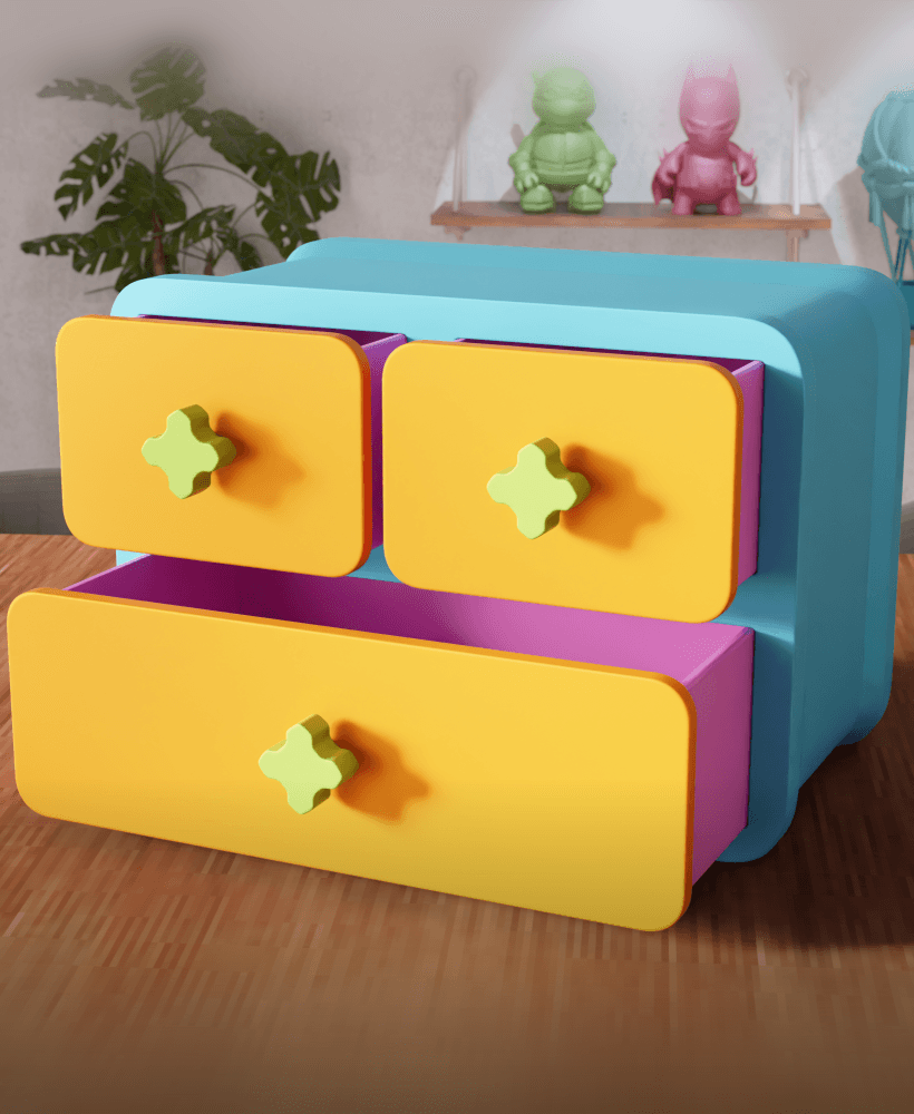 Retro Geometric Modular Desktop Drawer Organizer 3d model