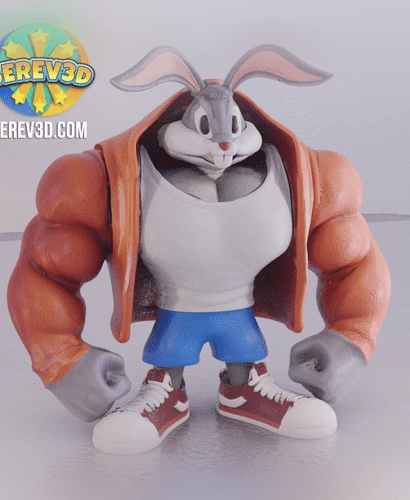 Buff Bugs Bunny - Articulated Flexi Meme Figure - 3D Print STL/3MF 3d model