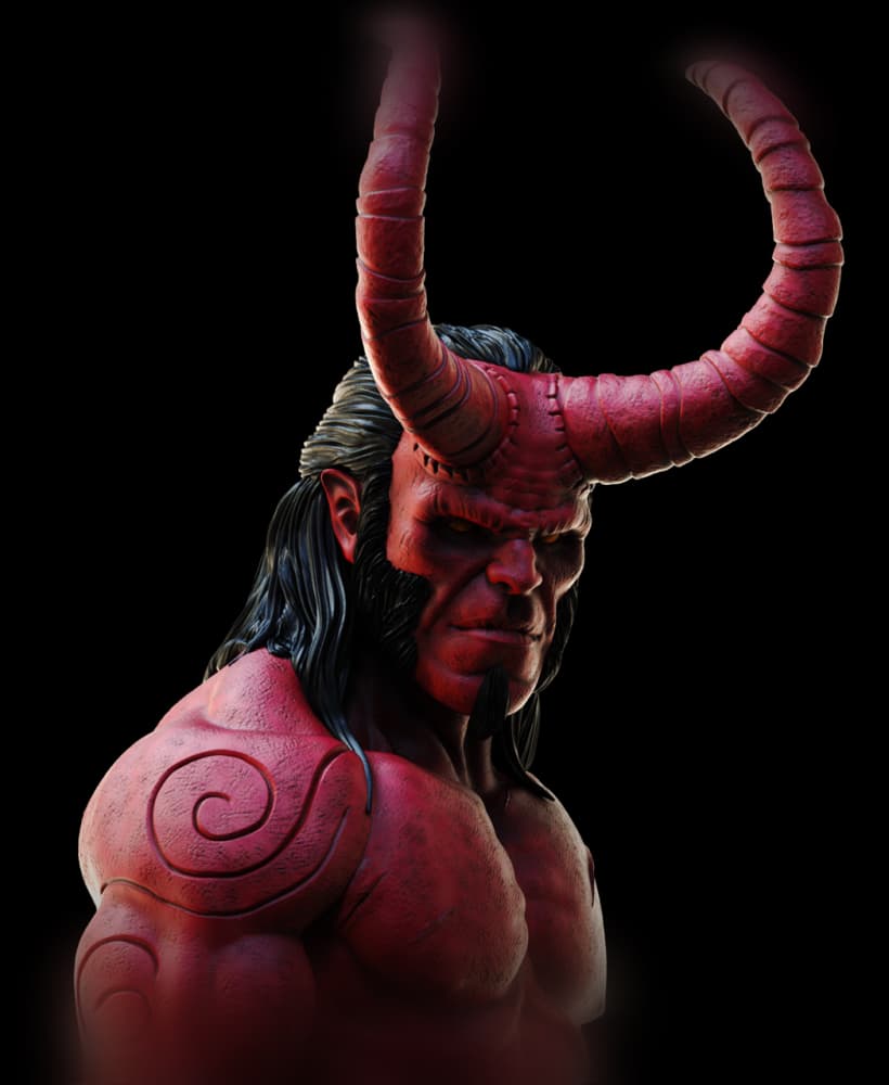 Hellboy bust - (Pre-Supported) 3d model