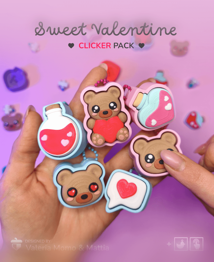 Sweet Valentine Clicker Pack ( & Keychain ) 3d model
