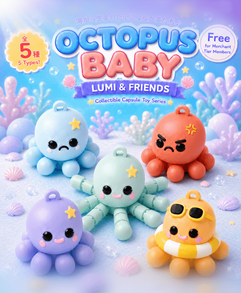 Lumi & Friends: Baby Octopus Flexi Spinners Collection (Multicolor) 3d model