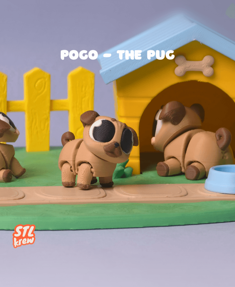 Cute articulated Pug dog - Pogo 3d model
