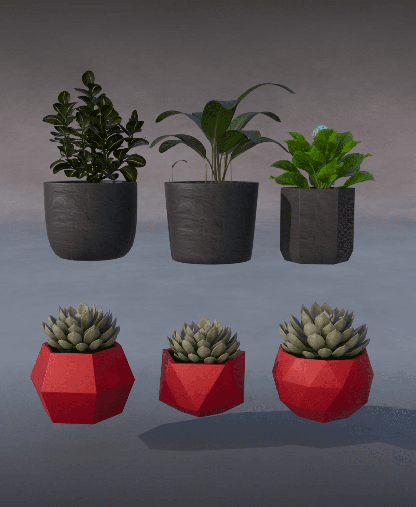 Concrete Planter Collection x 6 Models 3d model