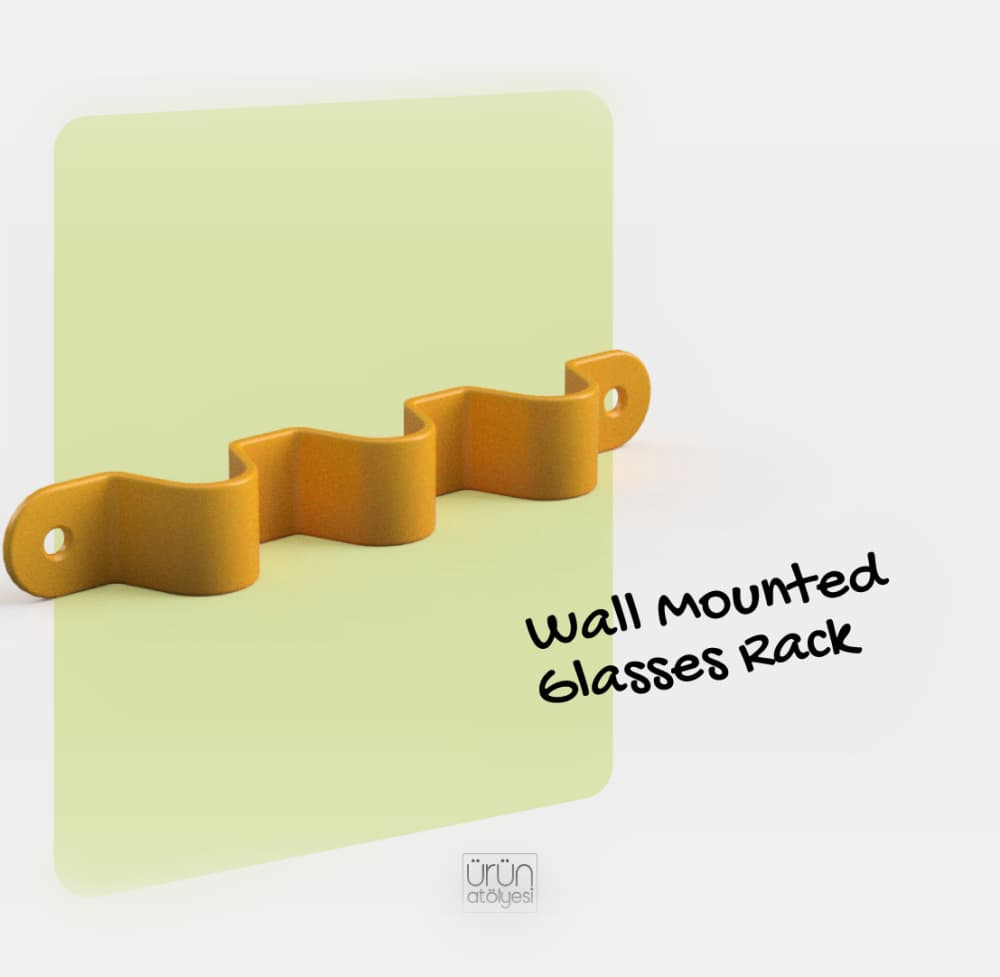 Wall-Mounted Glasses Rack - 3D Print Model 3d model