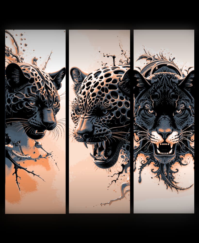 Artistic renders of a Black Panther - Set of Hueforge Bookmarks 3d model