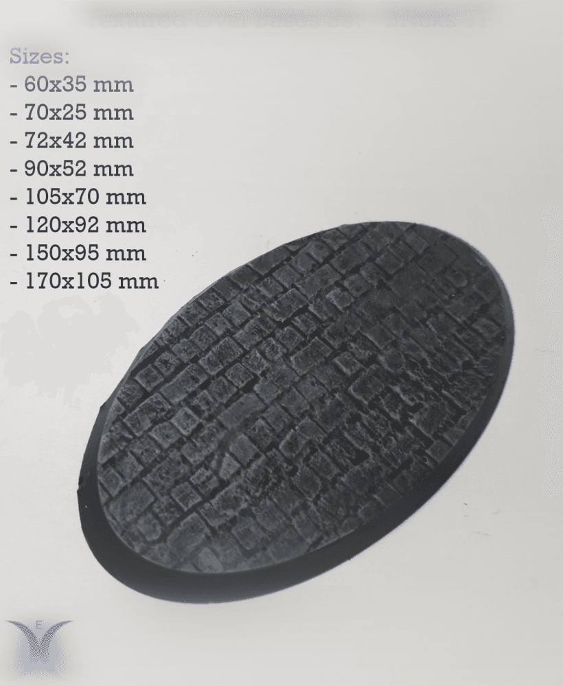 Bricks 77 - Textured Oval bases set (8 pcs. 60–170mm) 3d model